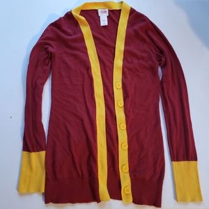 Burgundy and Yellow Mossimo Varsity Cardigan Sz M